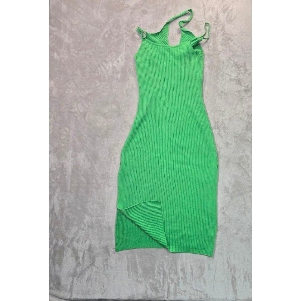 ASOS DESIGN Ribbed Knit Tank Top Bright Green Sleeveless Crew Neck US 10